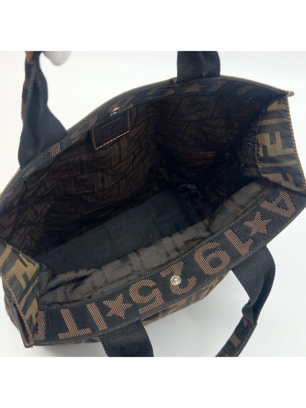 ★SOLD★ Fendi Zucca Tote Canvas Leather Foldable Rare - Picture 9 of 13